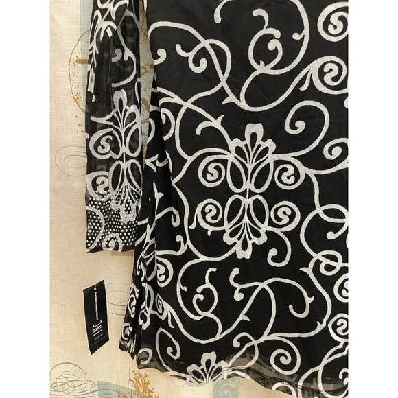 I.N.C Blush Garden Rhinestone Black White Business Macys Pullover Business Sm - Picture 11 of 12